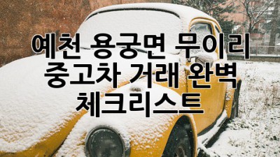 예천 용궁면 무이리 중고차 거래 완벽 체크리스트 🚗💨